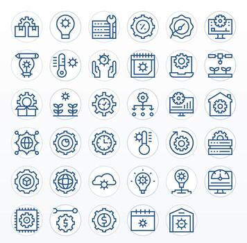 35 Regular Line Pixel Aligned Icons tailored for Optimization 256x256 interface vector
