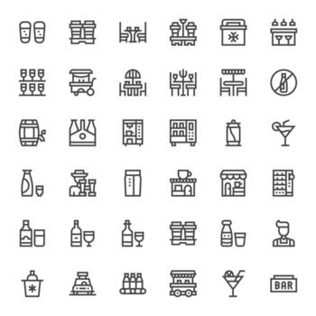 bebidas icono caja de herramientas presentando 36 cuadrícula equipado 256x256 negrita línea elementos vector