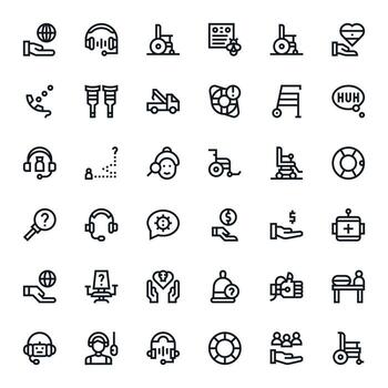 36 íconos para asistencia optimizado en píxel Perfecto 256x256 negrita línea resolución vector