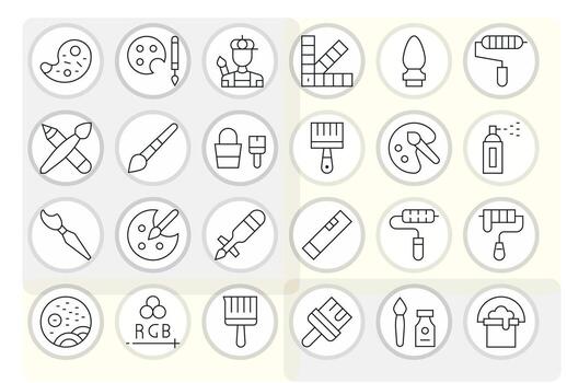 Color Scalable Set featuring 24 Pixel Aligned Thin Line High Resolution Icons vector