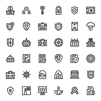 Bold Line Grid Fitted Icons from Safe Set with 36 High Resolution Icons vector
