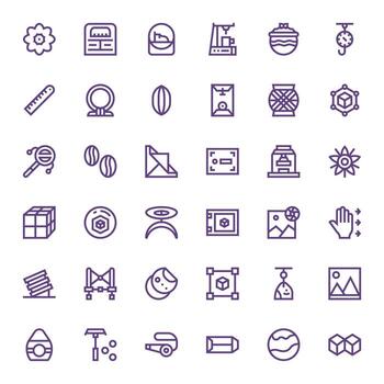 Object Visual Pack containing 36 Bold Line PIXEL Perfect Icons vector