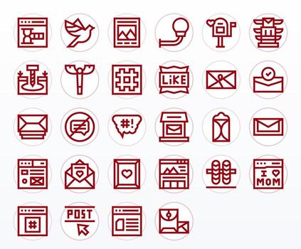 28 Bold Line Pixel Aligned Icons tailored for Post High Resolution interface vector