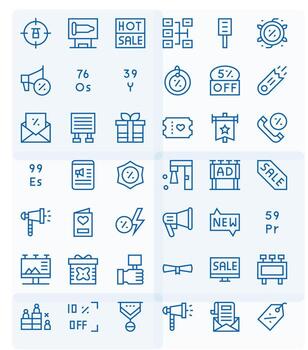 42 píxel optimizado regular línea íconos diseñado para promoción interfaz vector