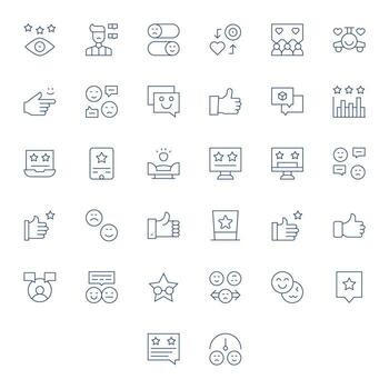 32 64x64 Icons for Satisfaction in Editable Thin Line Format vector