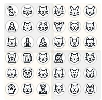 36 Icons for Head optimized in PIXEL Perfect High Resolution Bold Line resolution vector