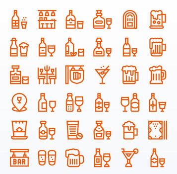 Pub Pixel Optimized Set with 36 Retina Ready Bold Line Icons vector