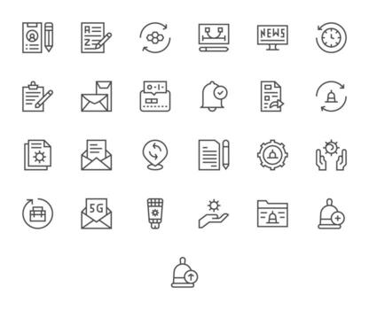 25 64x64 Pixel Optimized Icons for Update in Regular Line Theme vector