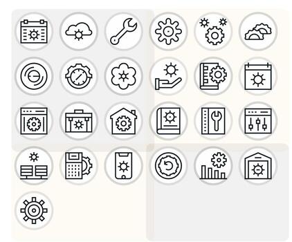 25 regular línea íconos para configuración en crujiente 128x128 detalle mejorado resolución vector