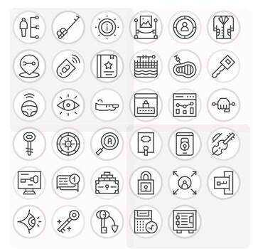 35 256x256 Regular Line Icons for Key with Grid Fitted precision vector