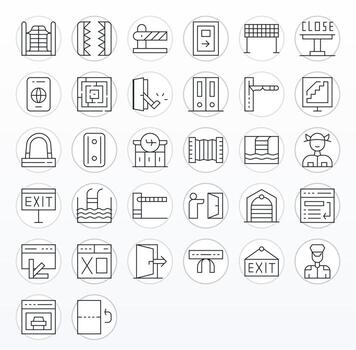 32 monitor Perfecto 256x256 íconos para salida en elegante Delgado línea diseño vector