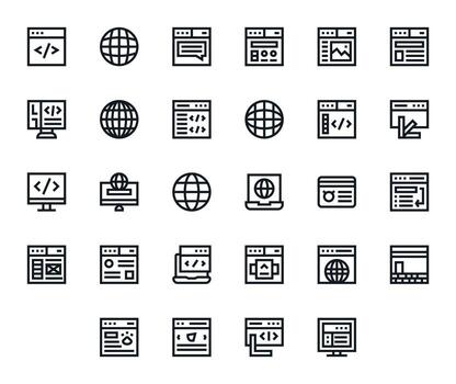 Browser Complete Package with 28 Retina Ready Bold Line Editable Icons vector