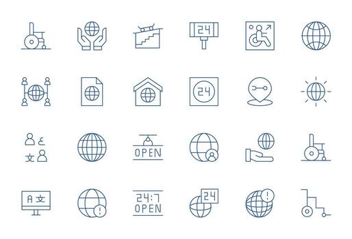 Accessibility Icon Arsenal with 24 High Resolution Thin Line Editable designs vector