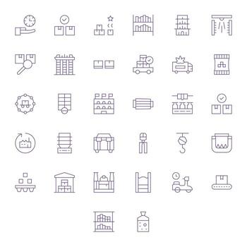 32 256x256 Thin Line Icons optimized for Logistic Detail Enhanced display vector