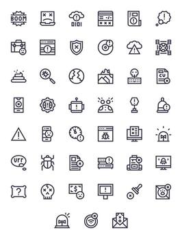 45 monitor Perfecto negrita línea íconos diseñado para error interfaz vector