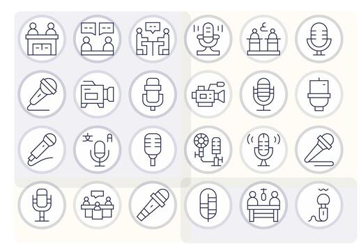Thin Line Display Perfect Icons from Interview Set with 24 Retina Ready Icons vector
