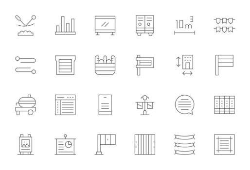 Horizontal Modern Collection with 24 Thin Line Retina Ready Pixel Optimized Icons vector