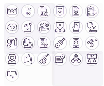 Refusal Icon Repository containing 25 Regular Line Retina Ready Pixel Optimized graphics vector