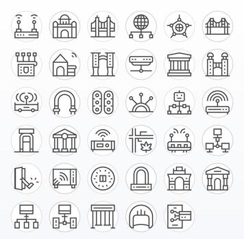 Gateway Editable Set with 35 Retina Ready Regular Line Icons vector