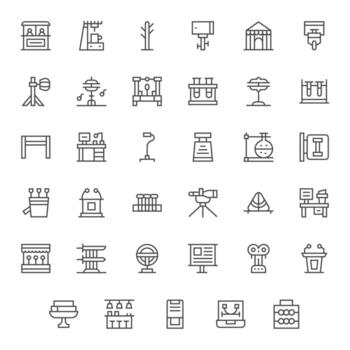 35 Pixel Aligned Icons themed around Stand in 64x64 Regular Line format vector