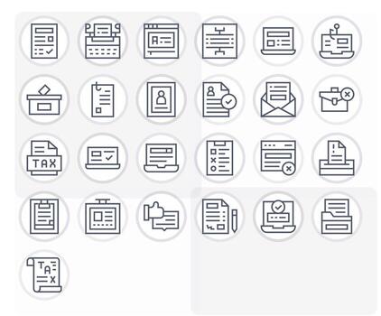 25 High Resolution Icons for Submission in Pixel Optimized Regular Line Format vector
