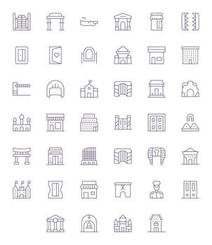 40 128x128 Thin Line Icons optimized for Entrance Display Perfect display vector