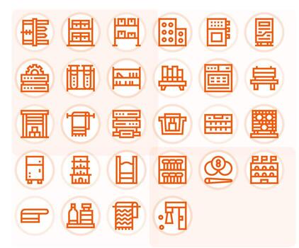 28 High Resolution Bold Line Icons optimized for Rack Grid Fitted display vector