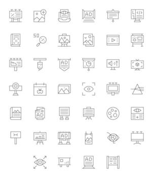 40 monitor Perfecto Delgado línea íconos diseñado para visual interfaz vector