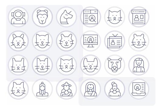 24 64 x 64 íconos para perfil ver en monitor Perfecto Delgado línea formato vector