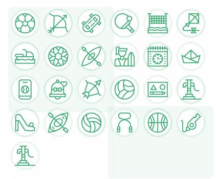 Activity Comprehensive Bundle with 25 Detail Enhanced Regular Line 256x256 Icons vector