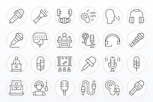 Microphone Modern Collection with 24 Thin Line High Resolution Display Perfect Icons vector