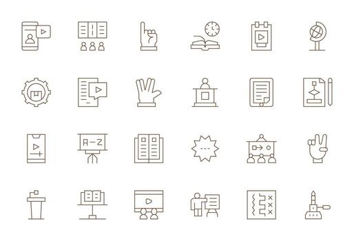 24 Pixel Aligned Thin Line Icons from Instructional Collection vector