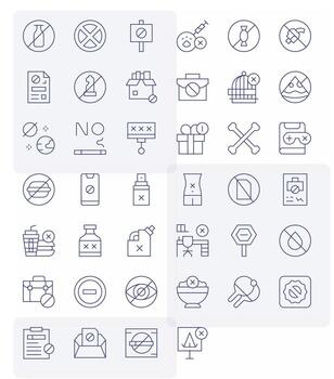 40 Delgado línea píxel optimizado retina Listo íconos desde no permitido suite vector