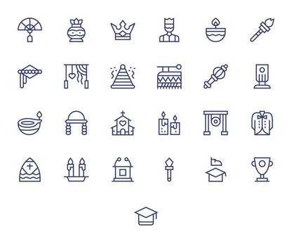 25 Icons for Ceremony optimized in Grid Fitted 64x64 Regular Line resolution vector