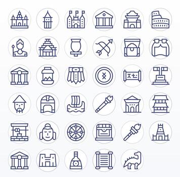 35 Regular Line Editable High Resolution Icons from Ancient Suite vector