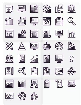 Metrics Icon Arsenal with 45 Retina Ready Bold Line Pixel Optimized designs vector