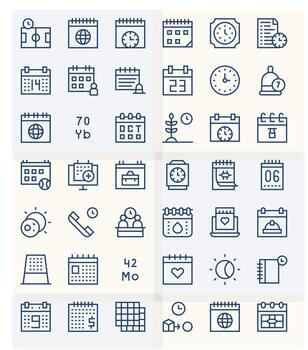 42 Regular Line Display Perfect Vectors for Calendar Theme