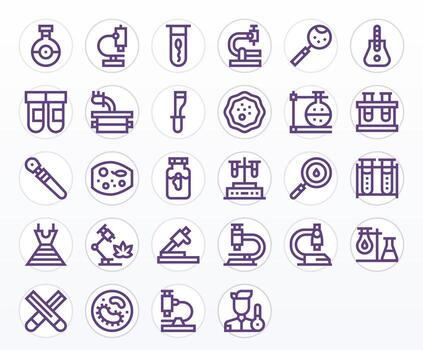 Microscope Icon Set with 28 Bold Line 256x256 Editable Graphics vector
