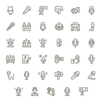 35 Regular Line Display Perfect 64x64 Icons from Interview Suite vector