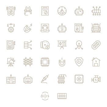 32 High Resolution Thin Line Icons optimized for Circuit PIXEL Perfect display vector