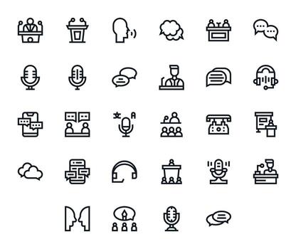 28 editable negrita línea íconos diseñado para hablar interfaz vector