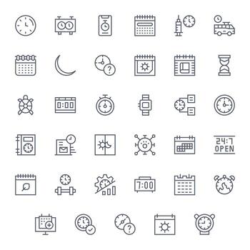 35 256x256 Regular Line Icons optimized for Time Display Perfect display vector