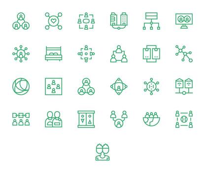 Shared Visual Pack containing 25 Regular Line Editable Icons vector
