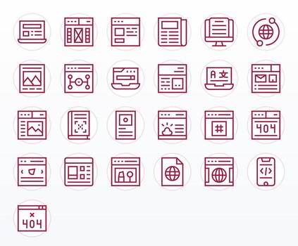25 PIXEL Perfect Regular Line Icons designed for Webpage Interface vector