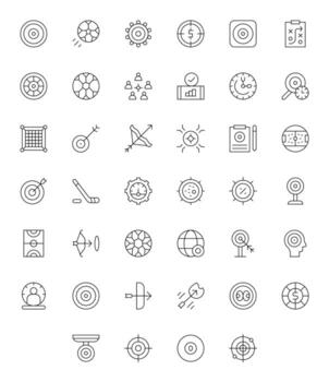 40 íconos para objetivo presentando alto resolución monitor Perfecto Delgado línea gráficos vector