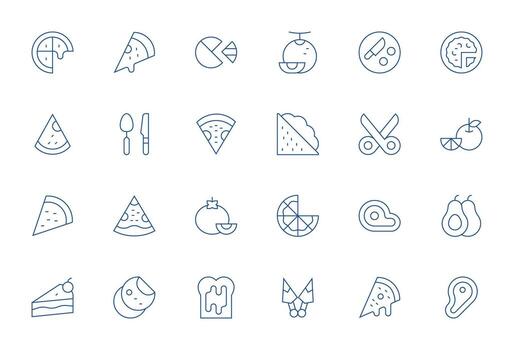 24 Thin Line Icons for Slice in crisp 256x256 Display Perfect resolution vector