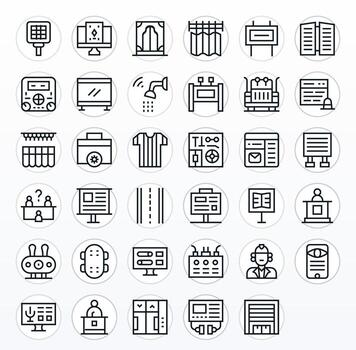 35 256x256 Icons for Panel in Display Perfect Regular Line Format vector