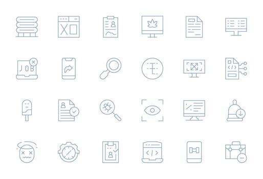 24 128x128 Thin Line Icons optimized for Application Detail Enhanced display vector