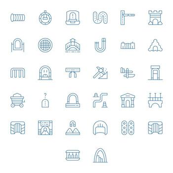 Thin Line Grid Fitted Icons from Tunnel Set with 32 Retina Ready Icons vector