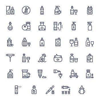 35 High Resolution Regular Line Icons for Bottle with Editable precision vector